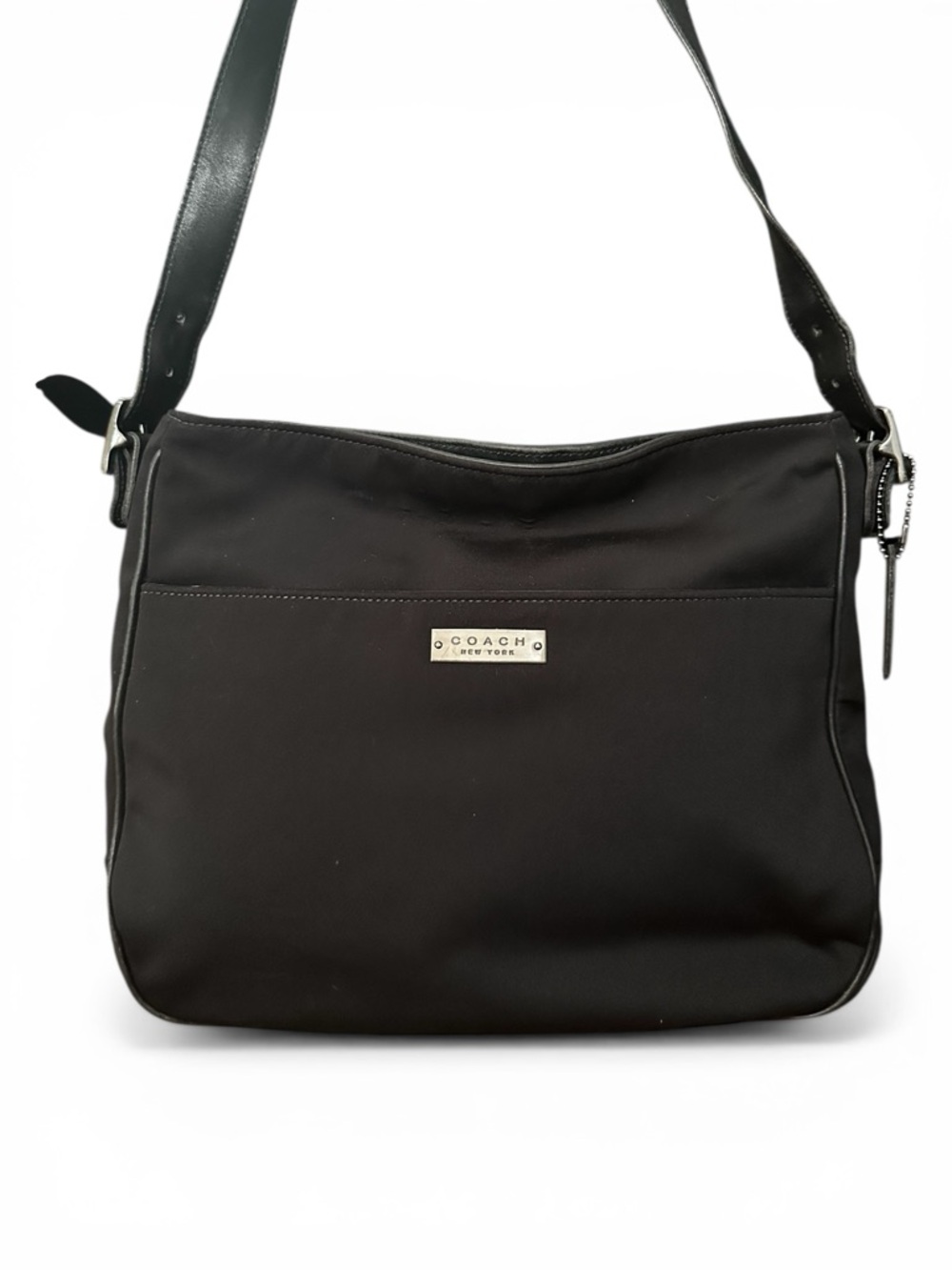 Vintage Coach Black Nylon Shoulder Bag Leather Trim Made in Costa Rica - Picture 1 of 13